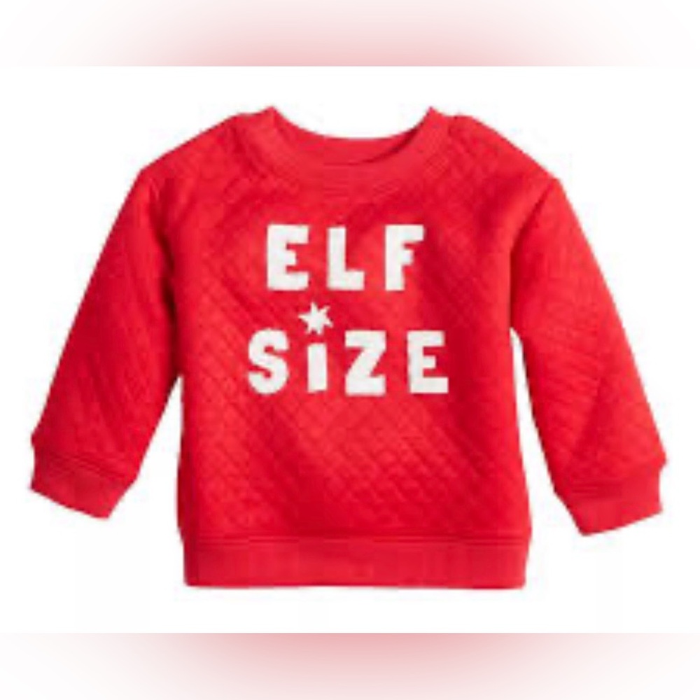 NWT Limited Too ELF SIZE Vibrant Red Quilted Sweatshirt 3 months and scrunchie